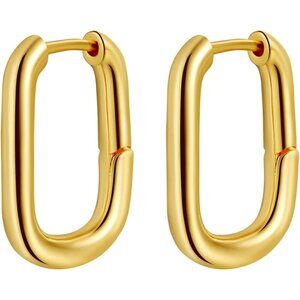 Chunky Gold L Square GD Stud Earrings Women 14k Plated Trendy Fashion Jewelry